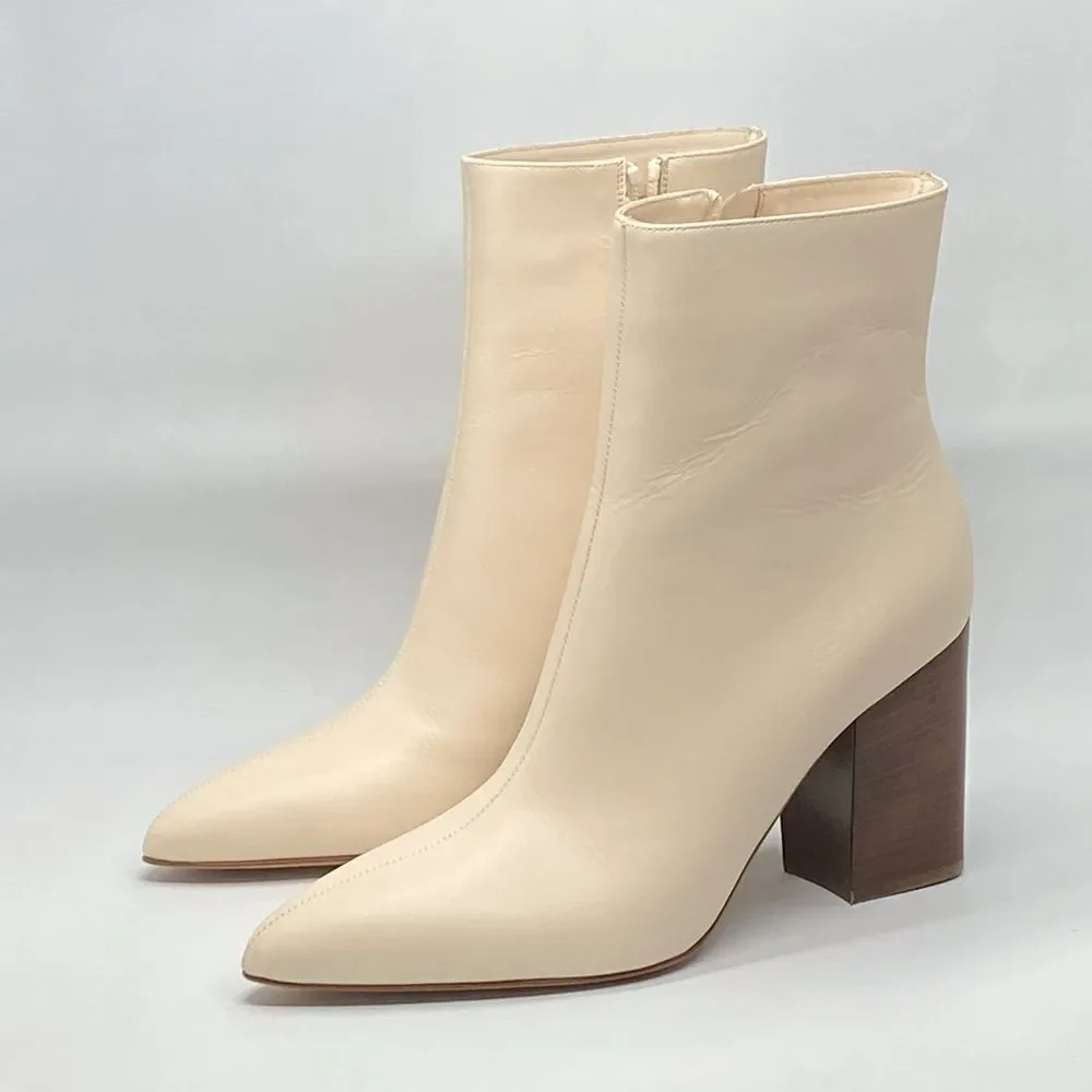 Gabriela Hearst Rio Ankle Boot in Cream Leather size 39.5
